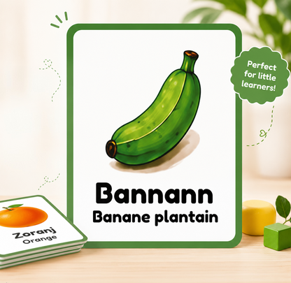 Cartes d'apprentissage des fruits – Créole haïtien