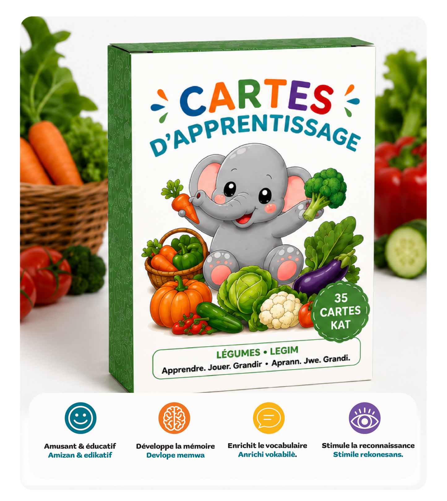 Cartes d'apprentissage des fruits – Créole haïtien